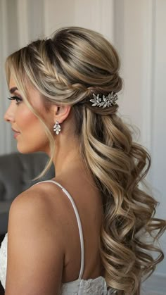 #BEAUTY ,#REALATIONSHIPS #Fashion #Outfits #Winter Outfits #Animals Hair Down Wedding With Headpiece, Bridal Hair For Medium Length Half Up, Hairstyles For Off The Shoulder Dress Half Up Half Down, Hairstyles Medium Hair Wedding, Bridal Half Up Half Down Medium Length, Behive Hairstyles Wedding, Half Up And Half Down Wedding Hairstyles, Bridal Mid Length Hair, Half Up Long Hairstyles Wedding