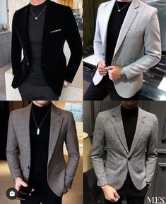 Mens Fashion Casual Work Outfit Ideas, Suit Jacket Styles Men, Blezars For Men Casual, Suit No Shirt, Blezars For Men Wedding, Mens Blazer Style Fashion Ideas, Mens Fashion Dress Shirts, Make Up Guide, Suits And Ties