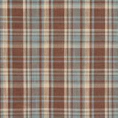 a brown and blue plaid fabric