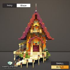 a small house made out of legos and some sort of building that looks like it is