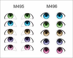 an eye chart with different colored eyes and the names of their irises, which are labeled