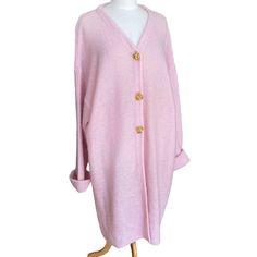 Features: -Vintage Loose Knit Cardigan -Button Front -Chunky Decorative Gold Tone Buttons -Button Front -V-Neckline -Longline; Duster -Drop Sleeve -Long Sleeve -Tacked Rolled Cuffs -Ice Pink; Light Pink, Pastel Pink; Candy Floss Pink -50% Mohair, 50% Acrylic -Plus Size 1x Measurements Are Taken Flat And Are Approximate: Armpit To Armpit: 27.5” Armpit To Sleeve Opening: 17.5” Shoulder To Hem: 42.5” Style Profile: Soft, Comfy, Cozy, Open Knit, Pastel Pink, Gold, Chunky, Vintage, Longline, Duster, Cozy Pink Soft Knit Cardigan, Soft Cottagecore, Pink Long Sleeve Cozy Cardigan, Vintage Pink Winter Cardigan, Fairy Kei Sweaters & Cardigans, Loose Knit Cardigan, Pink V-neck Acrylic Cardigan, Mohair Cardigan, Soft Girl