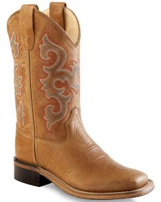 Old West Boys' Tan Western Boots - Square Toe , Tan Tan Western Boots, Old West Boots, Boots Square Toe, Work Gear, Square Toe Boots, Western Boot, Toe Boots, Old West, Kids Boots