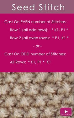 the instructions for how to crochet seed stitchs on an afghan or rug