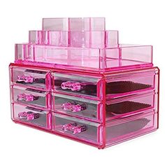 Brand New Pink Acrylic Jewelry Or Cosmetic Organizer. Pink In Color And Lots Of Room For All Your Goodies! Shelves Are Lined So Makes Easy To Clean. Makeup Organizer With Mirror, Acrylic Makeup Storage, Clear Acrylic Makeup Organizer, Clear Makeup Organizer, Jewellery Storage Display, Makeup Case Organization, Acrylic Pink, Lipstick Organizer, Jewelry Box Mirror