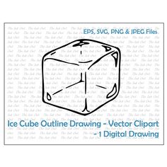 an ice cube outline drawing with the text ice cube outline drawing - vector clipart