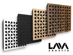 four different types of wall panels with black and white designs