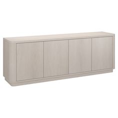 a white cabinet with doors and drawers on the front side, against a white background