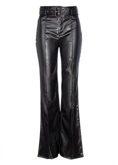 If you love the laid-back charm of bell bottoms you and these quintessential cool-girl faux leather flares are meant to be! The bell bottoms are made out of a black faux leather fabric that looks and feels as luxe as the real thing and will give your look plenty of attitude. The flare pants create a long, lean look while capturing that casually chic attitude of the '70s. With a high rise and dramatic flare, these stretchy bell bottom pants make your legs look a mile long with retro-inspired styl 70s Leather Pants, Leather Bell Bottoms, Y2k Bottoms, Chic Attitude, Bell Bottoms Outfit, Shaggy Jacket, Velvet Flare Pants, Casually Chic, Boot Cut Pants