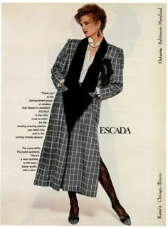 Luca Oc, Fashion Decades, Fashion Corner, Plaid Coat, 1980s Fashion, Ivory Silk, Vintage Couture, Early 90s