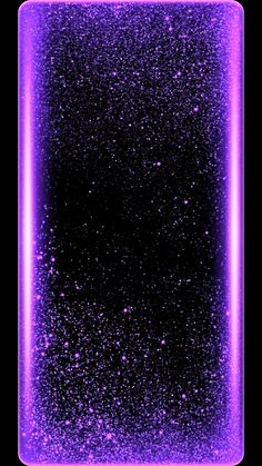 a square purple frame with glitter on the edges and pink lines at the bottom, in front of a black background