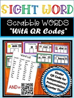 sight word scrambleable words with qr codes and qr code for conjunction