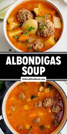 two bowls filled with meat and vegetable soup