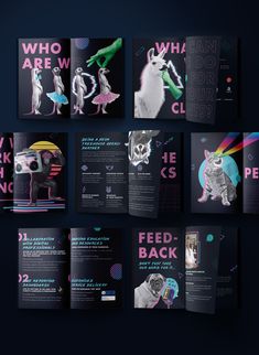 an assortment of brochures designed to look like animals