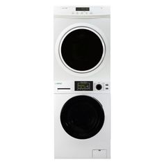 a white washer and dryer stacked on top of each other