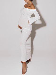 Momyknows White Off Shoulder Backless Drawstring Sheer Elegant Fashion Bodycon Photoshoot Maternity Maxi Dress Bodycon Photoshoot, Elopement Dresses, Maternity Photoshoot Dress, Gender Reveal Outfits, Maternity Sundress, Plus Size Maternity Dresses, Photoshoot Maternity, Photoshoot Style