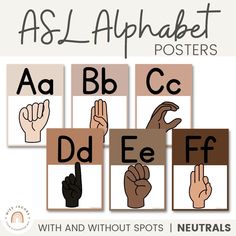 alphabet posters with different types of hands and letters