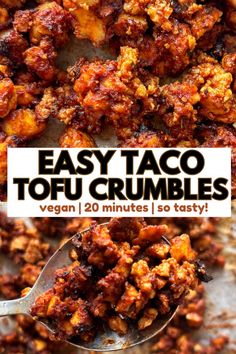 easy taco tofu crumbles with text overlay