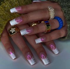 Flare Acrylic Nails, Swaggy Nails, Y2k Nail, Blue Acrylic Nails, Pretty Gel Nails, Nails Only, Long Square Acrylic Nails, Bling Acrylic Nails