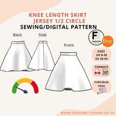 the skirt sewing pattern is available in two sizes