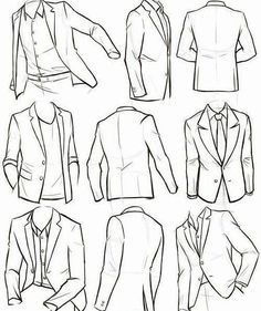 the instructions for how to draw an anime tuxedo jacket and tie in 3 easy steps