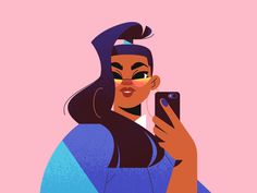 an illustration of a woman taking a selfie with her phone