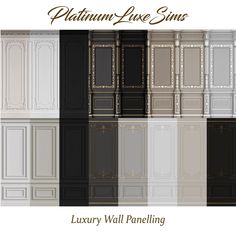 the luxury wall paneling collection is available in multiple colors and sizes, including black, white