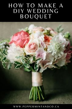 a bridal bouquet with pink and white flowers