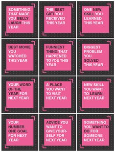 pink and black squares with words that say,'the best movie is this year '