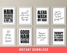 six black and white prints with the words,'instant instant instant instant instant instant instant instant