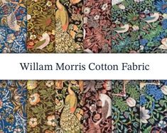 william morris cotton fabric in different colors and patterns