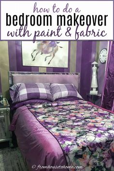 Small Purple And Gold Bedroom Makeover On A Budget Duvet Cover Tutorial, Purple And Gold Bedroom, Bedroom Makeover On A Budget, Diy Duvet, Duvet Cover Diy, Purple Bedrooms