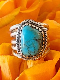 Sterling silver heavy 9.5 Navajo genuine turquoise ring Western Jewelry, Genuine Turquoise, Rings Statement, Sterling Silber, Turquoise Ring, Statement Rings, Hippie Boho, Jewelry Rings, Bathing Beauties