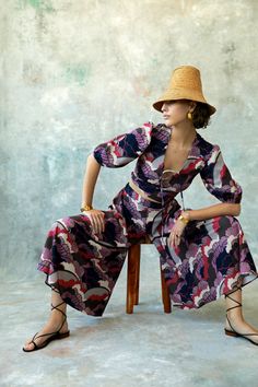 An ankle length patterned wide leg pant with a purple floral design. Style A Jumpsuit, Mermaid Straws, Culotte Pants, Flowy Pants, Sustainable Fashion Brands, Summer Fashion Trends, Sustainable Brand