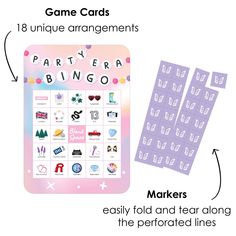 an image of a game card with words and pictures on it, along with instructions