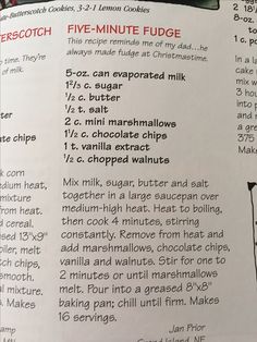 the recipe for five minute fudge is shown here