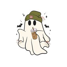 a ghost with a drink in it's hand