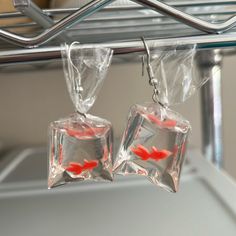 Brand New Goldfish Being Brought Home From The Fish Store For Your Aquarium! Fishhook Style They Are Hard, The Bags Are Solid. These Are So Original, Buy Them Before I Keep Them! Bundle And Save With Other Items From This Closet! Get More For Your Shipping Cost! Fish Bags, Butterfly Chandeliers, Fish Store, Coach Earrings, Pom Pom Earrings, Fish In A Bag, Sea Glass Earrings, Long Dangle Earrings, Pretty Stuff