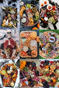 a collage of halloween food and decorations