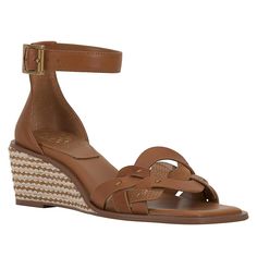 Vince Camuto Baylees Leather Espadrille Wedge Sandal  A classic espadrille influence and braided front strap lend a summery vibe to this walkable wedge featuring a modern square toe. Brown Open Toe Espadrilles With Woven Sole, Brown Wedge Heel Espadrilles With Woven Sole, Brown Espadrille Slip-on Sandals, Brown Slip-on Espadrille Sandals, Brown Slip-on Espadrilles With Woven Sole, Aged Rum, Fashion Shoes Sandals, Leather Espadrilles, Espadrille Sandals