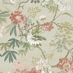 a floral wallpaper with many flowers on it