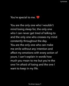 a black background with the words you're special to me