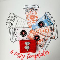 there is a small red box on the table with some items in it that say cozy templates