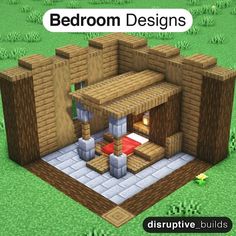 an image of a small house made out of wood and bricks with the words bedroom designs above it