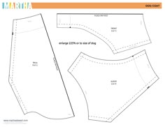 the back and side view of an easy to sew pant pattern, with measurements for