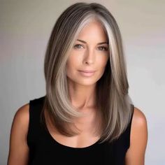 Haircuts Past Shoulder Length, Long Shoulder Length Hair Straight, Straight Hair Layers Medium Mid Length, Medium Length Haircut Over 50 Women, Over 50 Hair Styles For Women, Long Hair Wigs For Women, Angled Long Haircut, Long Hairstyles For Fine Hair Over 40, Medium Length Grey Hair Styles Over 50