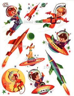 children's stickers with rockets and stars