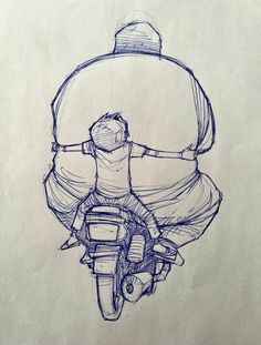 a drawing of a person on a motorcycle