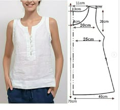 a women's tank top sewing pattern with measurements