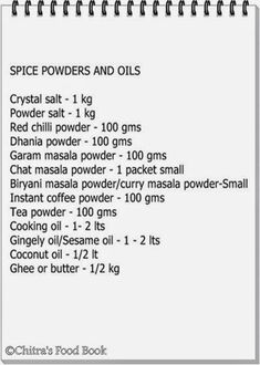 the recipe for spice powders and oils is shown in this manual, which includes instructions